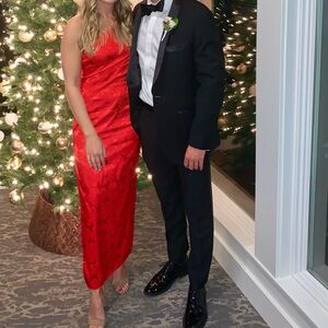 Lulu's Vibrant Red One-Shoulder Dress